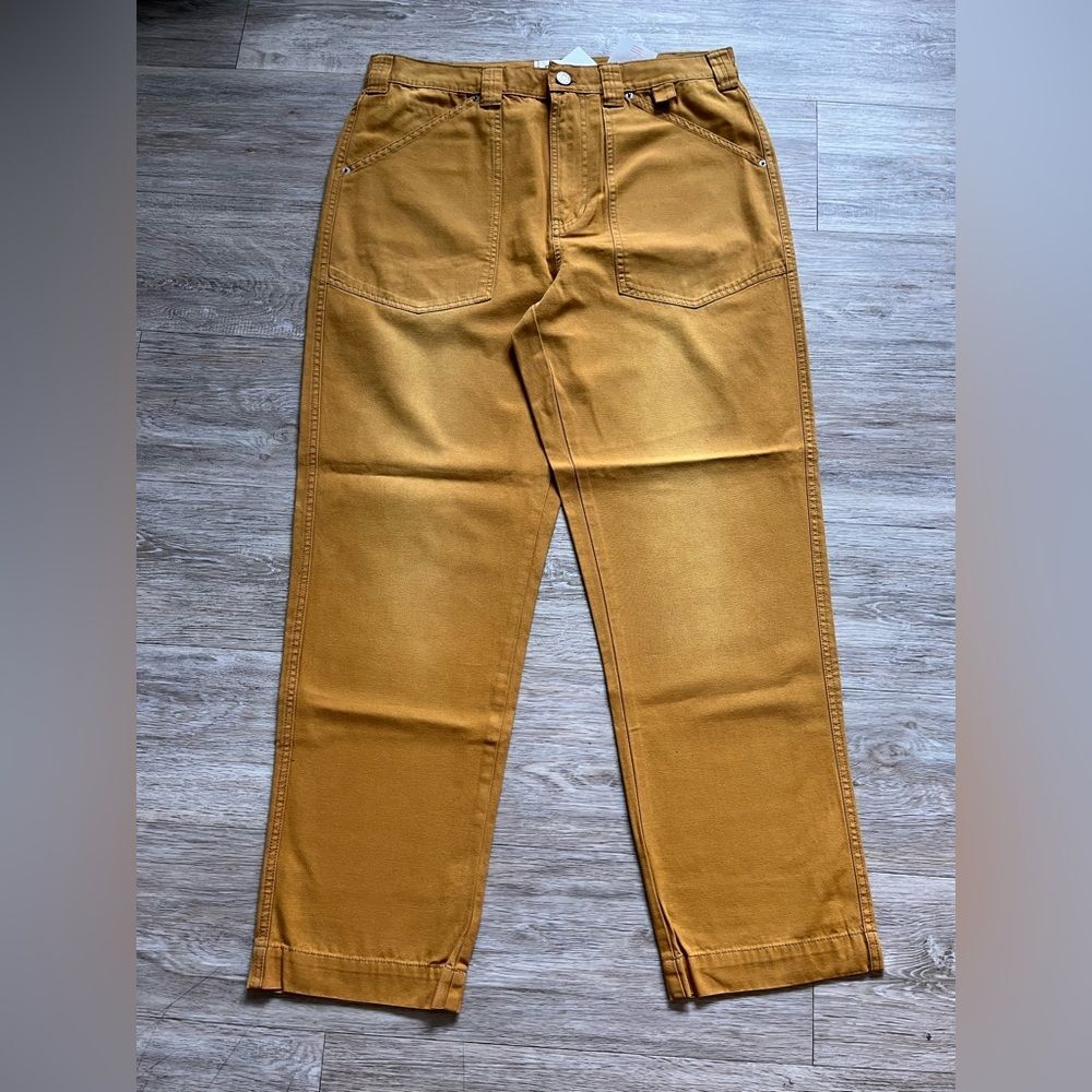BDG Men's Straight Leg Washed Pants Cotton 4 Patched Pockets Mustard